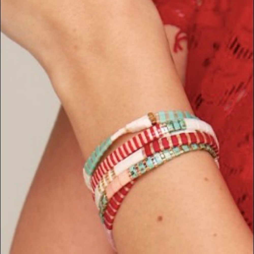 Striped Beaded Stretch Bracelet | Quality Jewelry